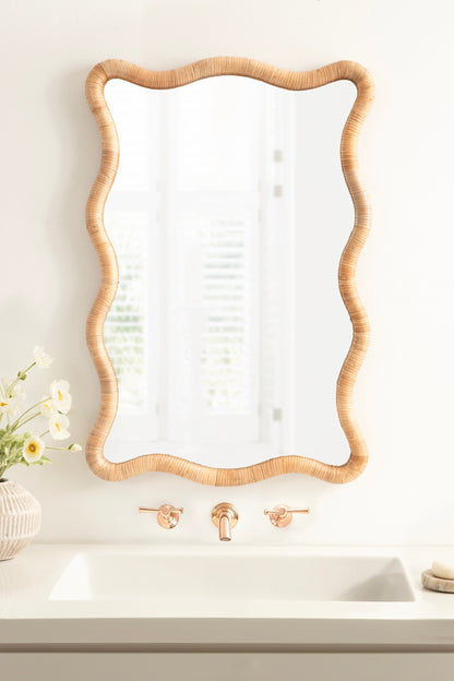 Rahfy Rattan Rectangle Scallop Mirror
