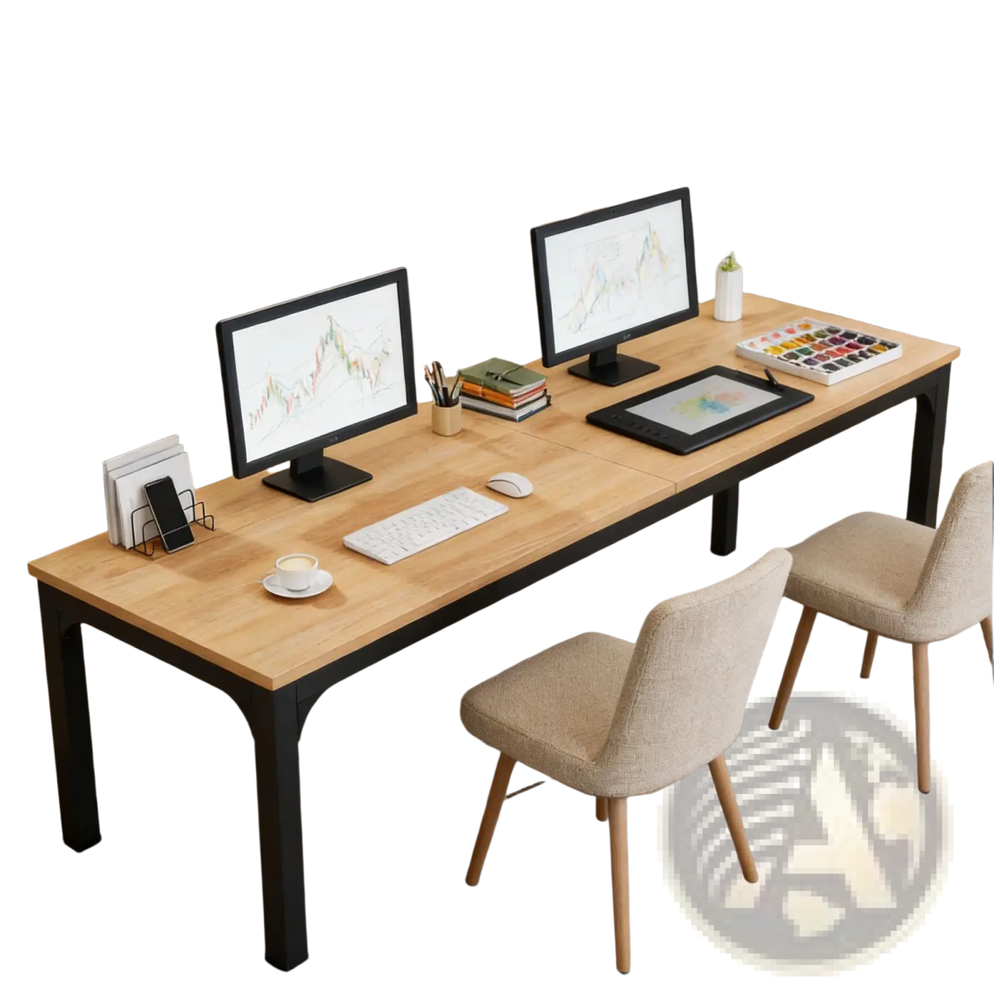 78 Inch Executive Office Desk Double Workstation Wood
