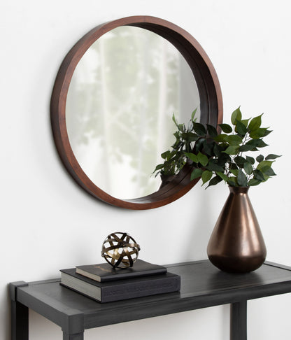 Hutton Round Wood Wall Mirror