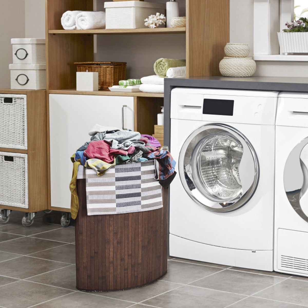 Corner Bamboo Hamper Laundry Basket