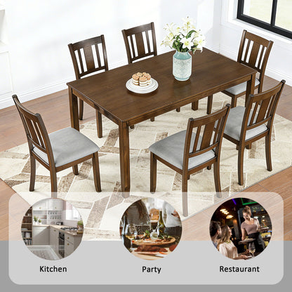 Kitchen Dining Set, Rectangular Dining Table With Upholstered Chairs