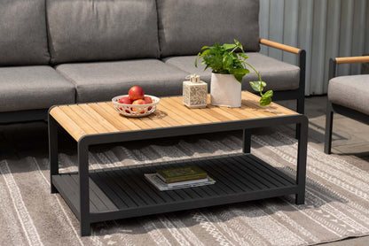 Amber Teak and Aluminum Rectangular Coffee Table