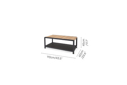 Amber Teak and Aluminum Rectangular Coffee Table