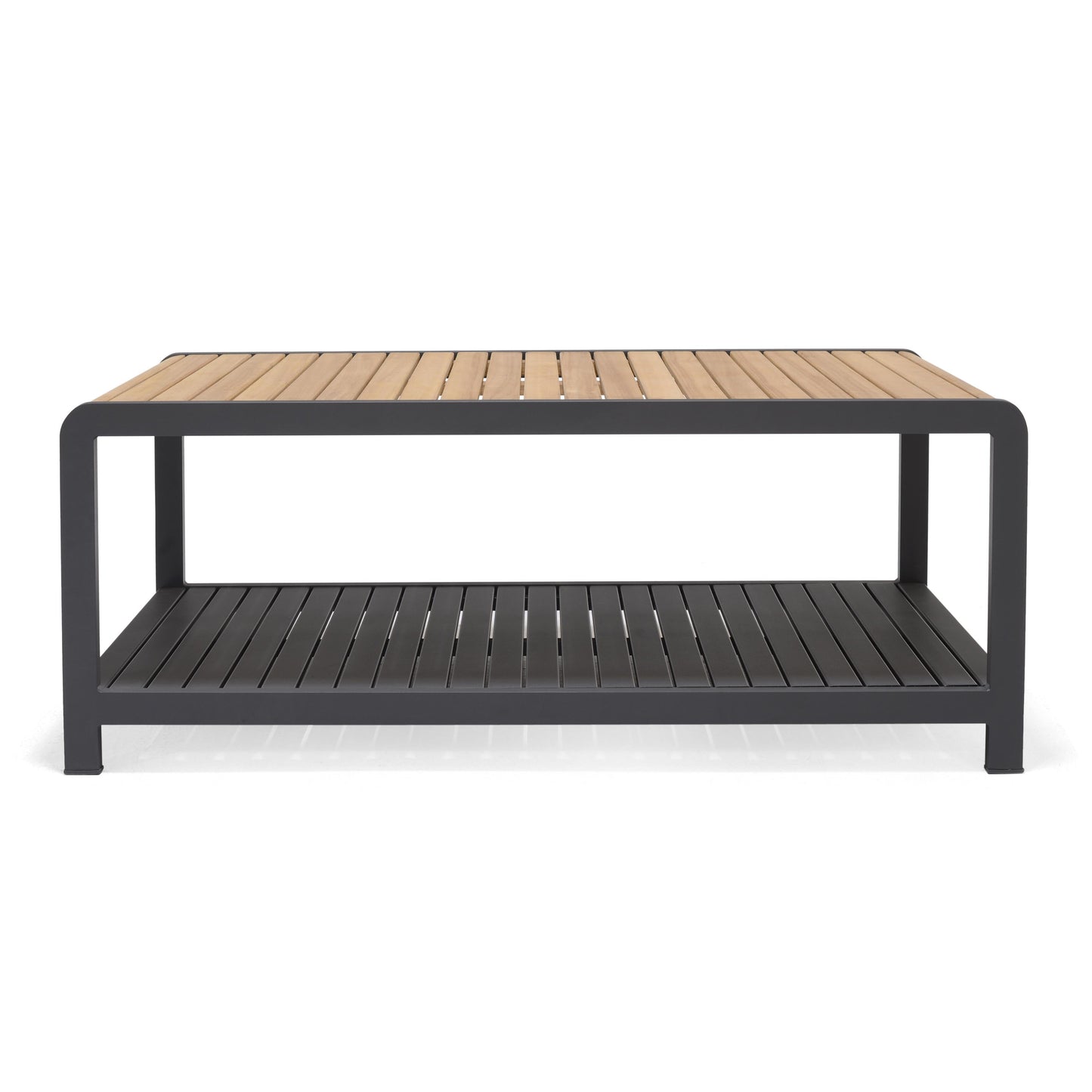 Amber Teak and Aluminum Rectangular Coffee Table