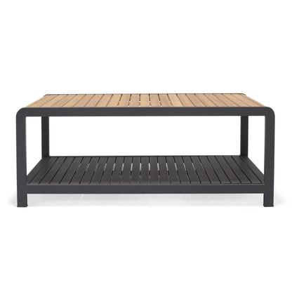 Amber Teak and Aluminum Rectangular Coffee Table