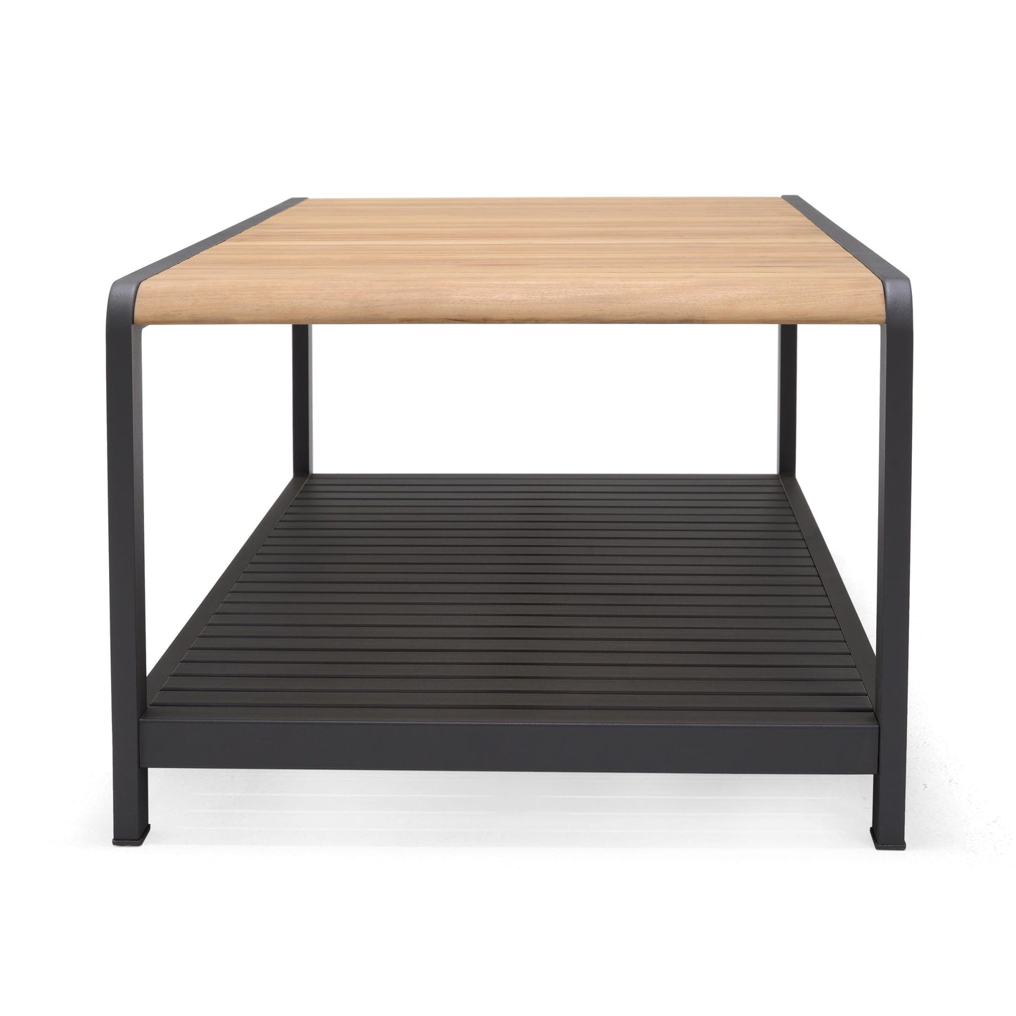 Amber Teak and Aluminum Rectangular Coffee Table