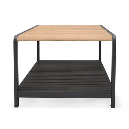 Amber Teak and Aluminum Rectangular Coffee Table