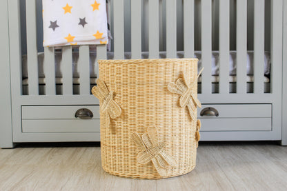 Flutter Wing Hamper Rattan Basket – Handwoven Boho Storage for Toys, Blankets & Laundry