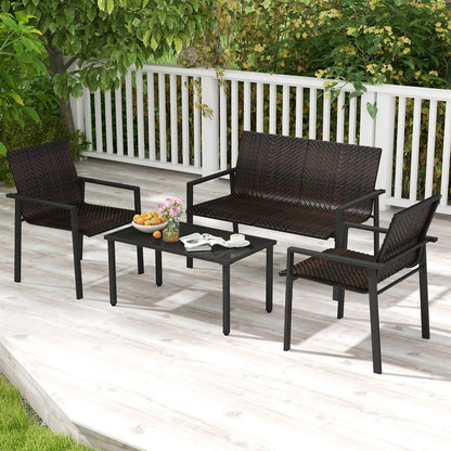 4 Pieces Patio Furniture Set with Heavy Duty Galvanized Metal Frame