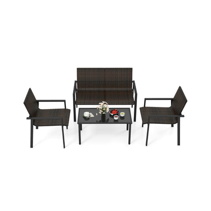 4 Pieces Patio Furniture Set with Heavy Duty Galvanized Metal Frame