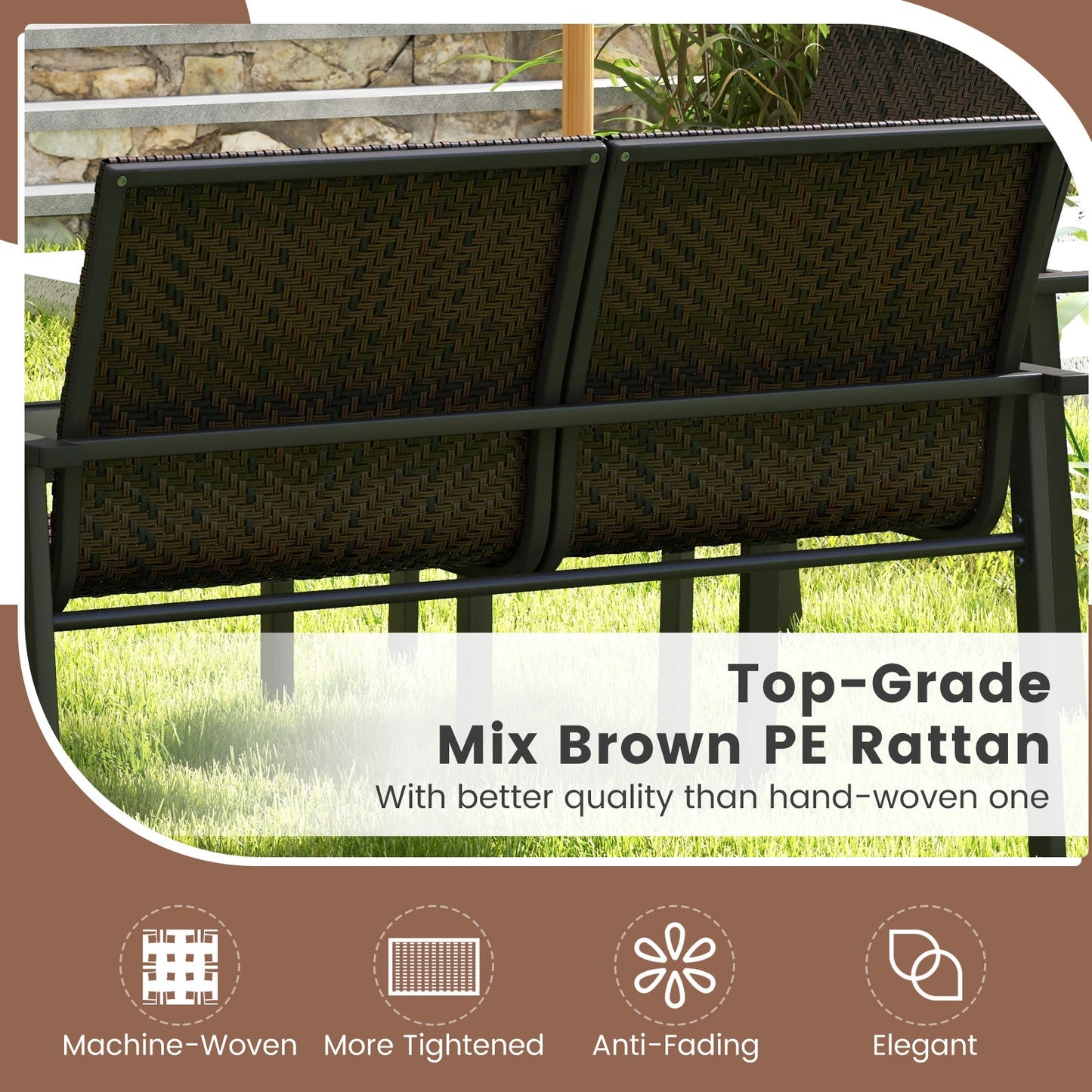 4 Pieces Patio Furniture Set with Heavy Duty Galvanized Metal Frame