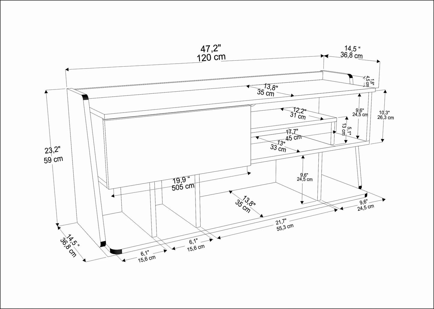 Raca 47" Wide TV Stand and Media Console for TVs up to 55"