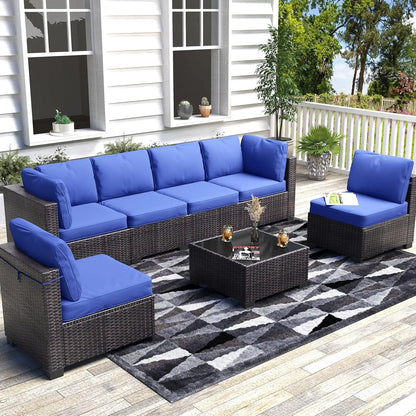 HobbyLane 7 Piece Modular Outdoor Furniture Set PE Rattan Wicker Garden