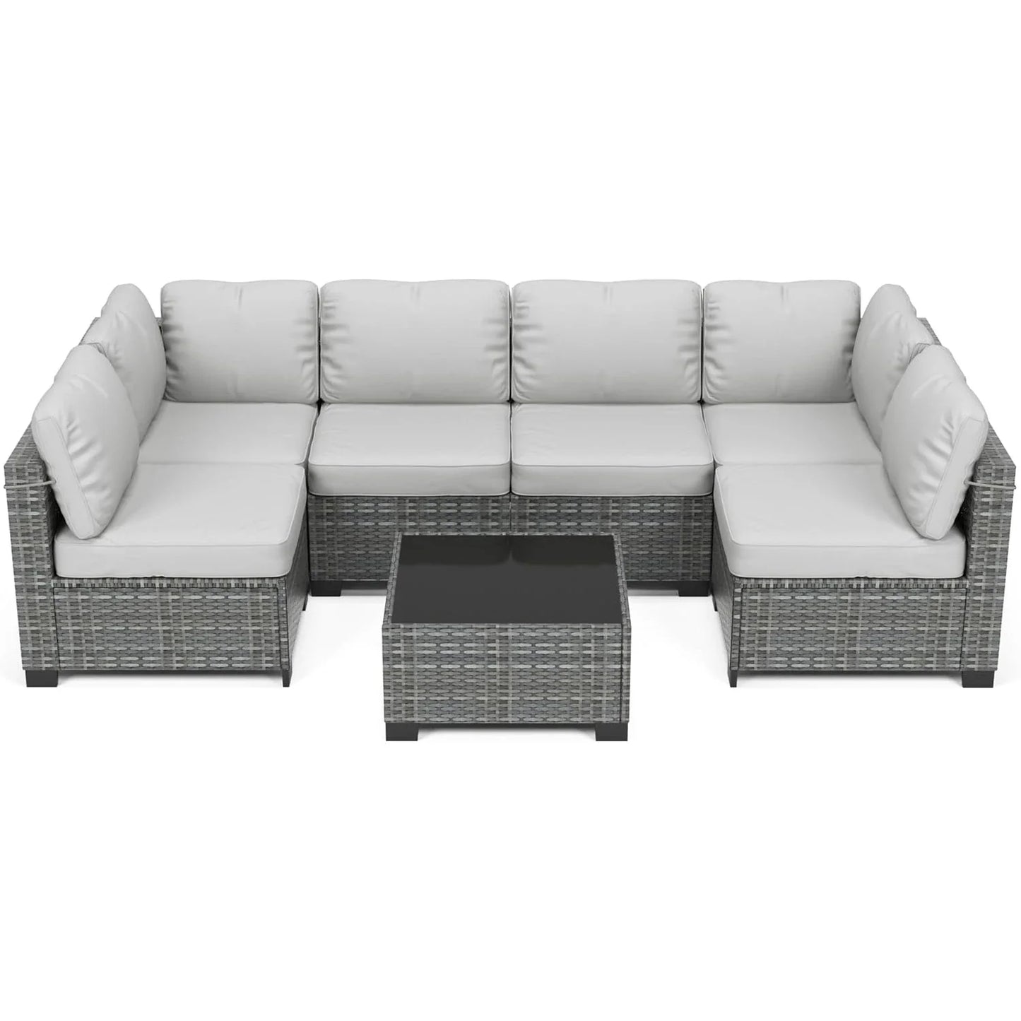 HobbyLane 7 Piece Modular Outdoor Furniture Set PE Rattan Wicker Garden