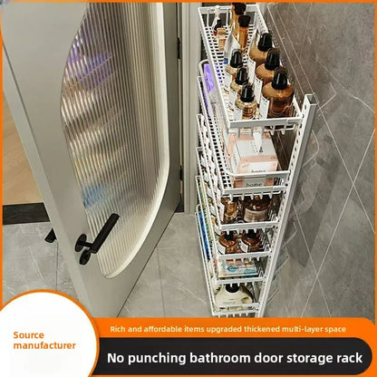 Multi-layer adjustable kitchen cabinet wall condiment seasoning rack No punching wall hanging storage shelf
