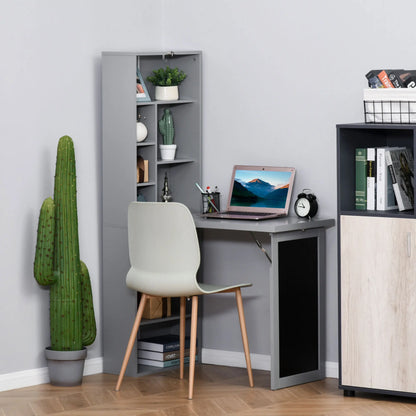 HOMCOM Foldout Convertible Office Desk With Wall Mount Blackboard