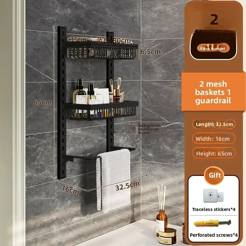 Multi-layer adjustable kitchen cabinet wall condiment seasoning rack No punching wall hanging storage shelf