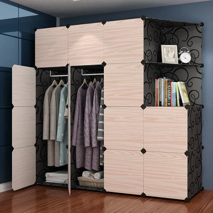 Portable Fabric Wardrobe Closet Easy Assembly Clothes Storage Cabinet Bedroom Rental Organizer Lightweight Durable Furniture