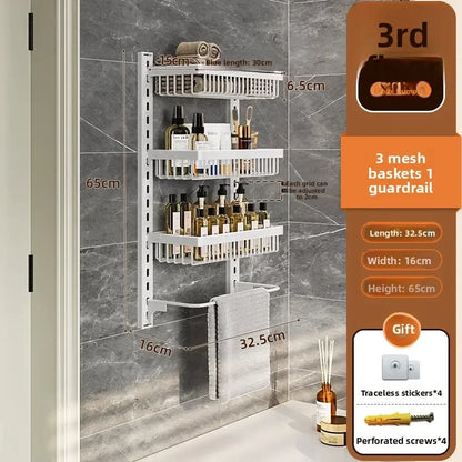 Multi-layer adjustable kitchen cabinet wall condiment seasoning rack No punching wall hanging storage shelf