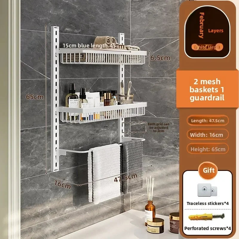 Multi-layer adjustable kitchen cabinet wall condiment seasoning rack No punching wall hanging storage shelf