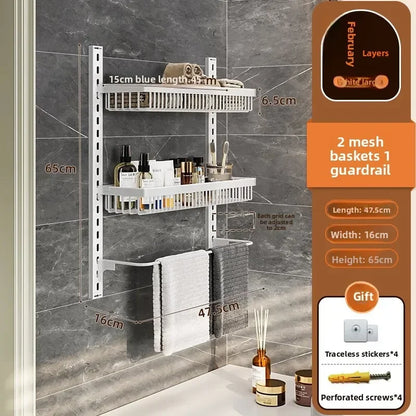 Multi-layer adjustable kitchen cabinet wall condiment seasoning rack No punching wall hanging storage shelf