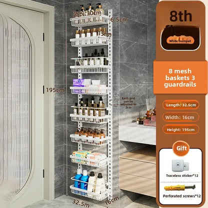 Multi-layer adjustable kitchen cabinet wall condiment seasoning rack No punching wall hanging storage shelf