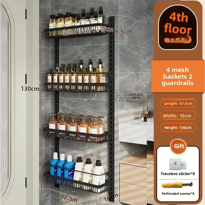 Multi-layer adjustable kitchen cabinet wall condiment seasoning rack No punching wall hanging storage shelf