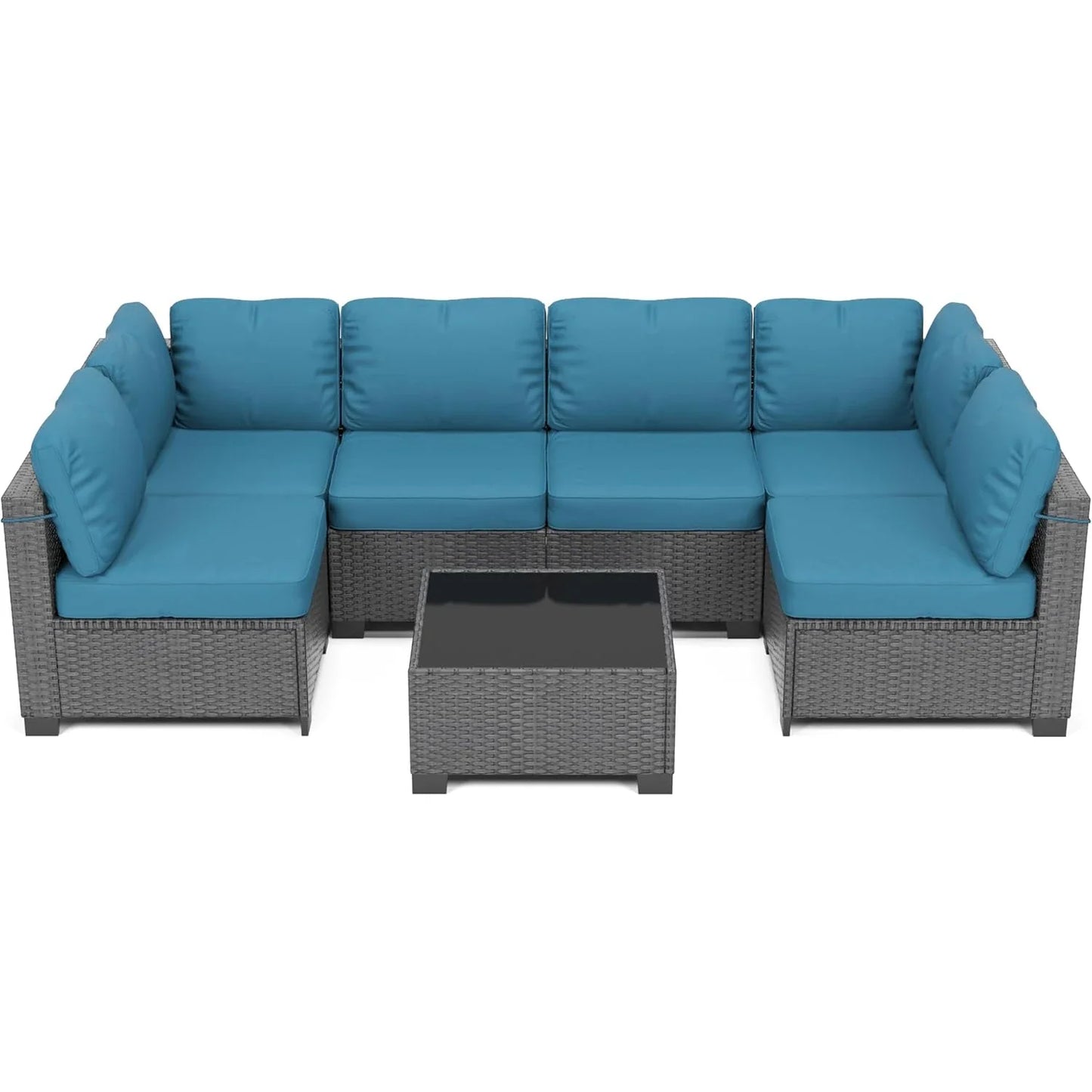 HobbyLane 7 Piece Modular Outdoor Furniture Set PE Rattan Wicker Garden