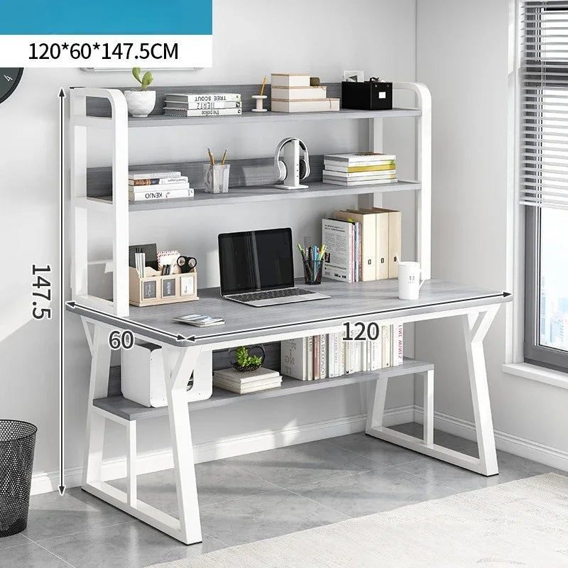 Computer Desk Office Desk Small Home Study Table Bedroom Student Writing Desk Bookshelf Attached Foldable Compact Space Saving