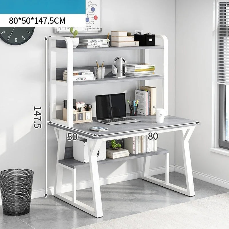 Computer Desk Office Desk Small Home Study Table Bedroom Student Writing Desk Bookshelf Attached Foldable Compact Space Saving