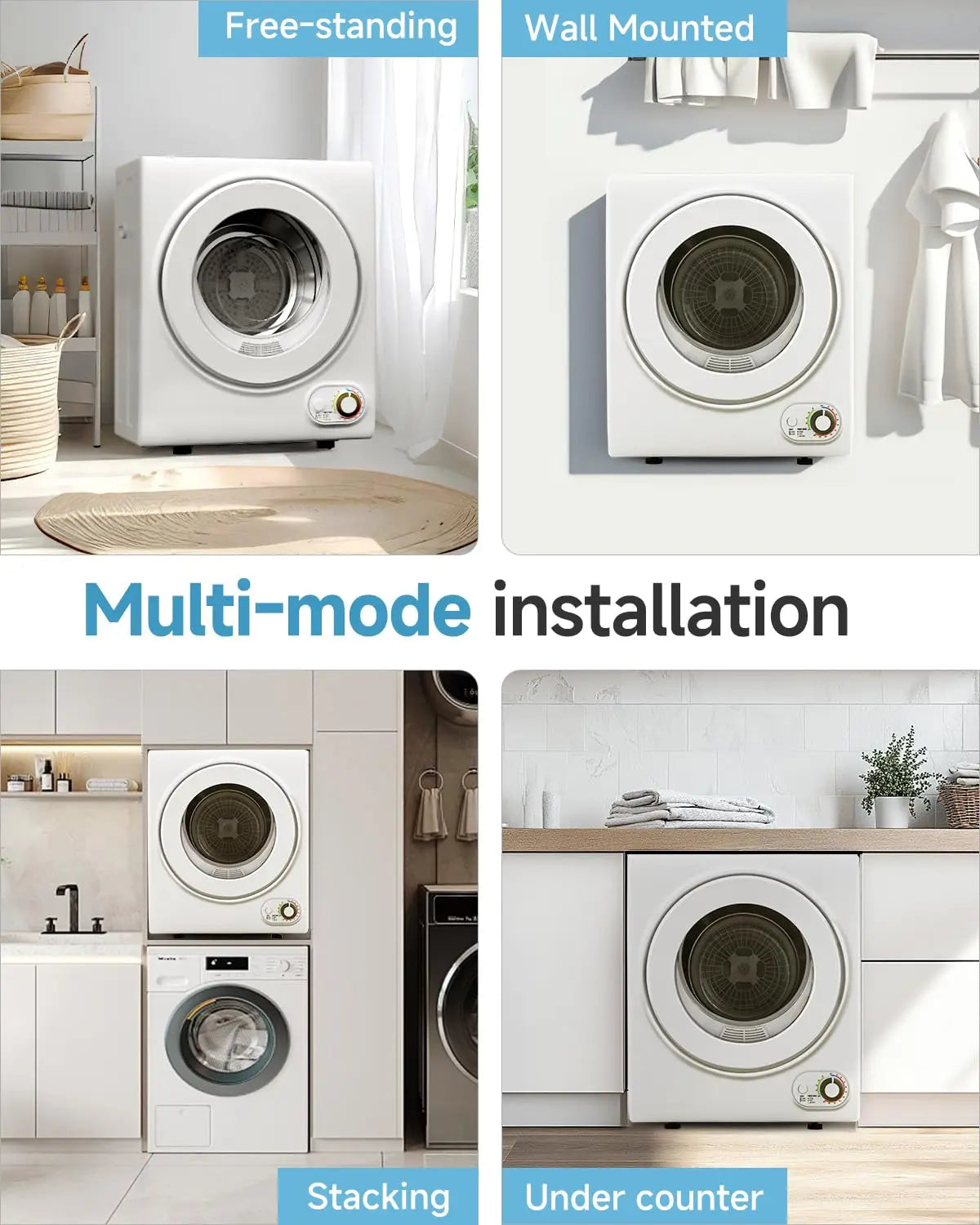 110V Portable Dryer 850W Stainless Steel Tub Four Automatic Modes