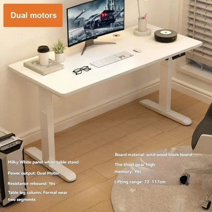 Electric Adjust Height Office Desk with Display Wide and Sturdy Computer Table Solid Wood Gaming Desk Home Room
