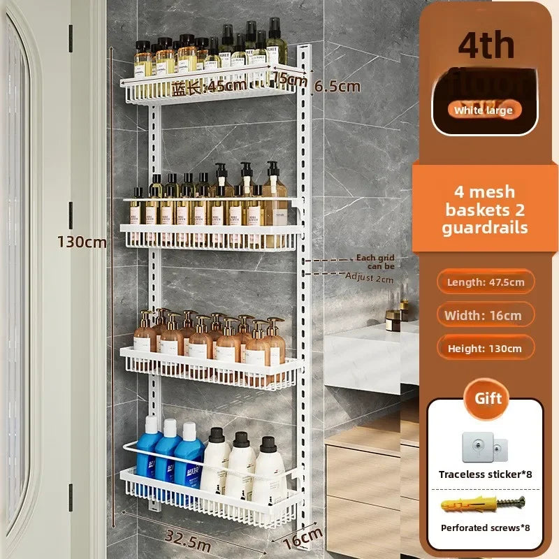 Multi-layer adjustable kitchen cabinet wall condiment seasoning rack No punching wall hanging storage shelf