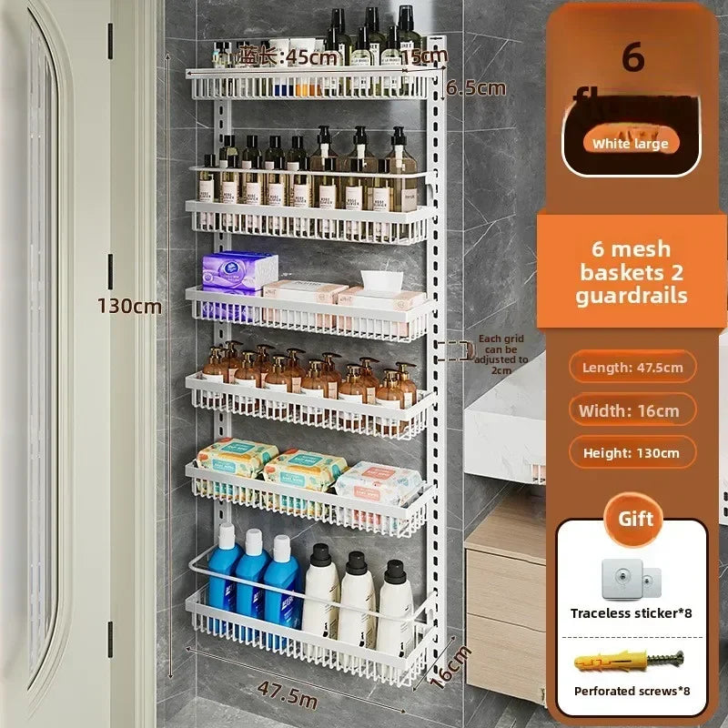 Multi-layer adjustable kitchen cabinet wall condiment seasoning rack No punching wall hanging storage shelf