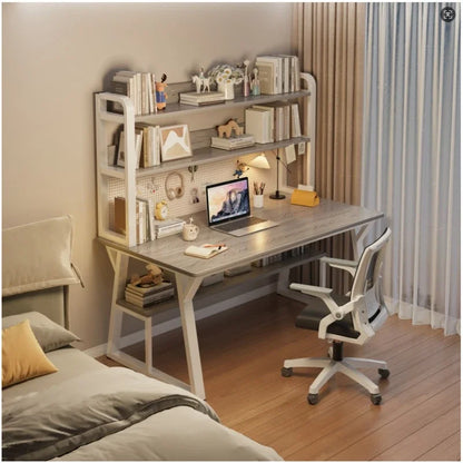 Computer Desk Office Desk Small Home Study Table Bedroom Student Writing Desk Bookshelf Attached Foldable Compact Space Saving