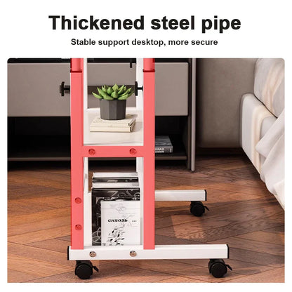 Height Adjustable Computer Desk Standing Desk Bedside Smart Game Office Desk Mobile Study Table with Rolling Wheel
