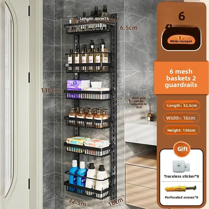 Multi-layer adjustable kitchen cabinet wall condiment seasoning rack No punching wall hanging storage shelf
