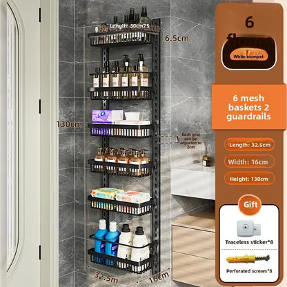 Multi-layer adjustable kitchen cabinet wall condiment seasoning rack No punching wall hanging storage shelf