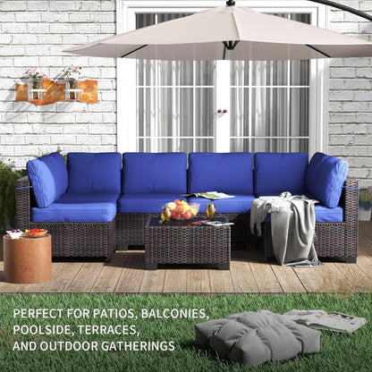 HobbyLane 7 Piece Modular Outdoor Furniture Set PE Rattan Wicker Garden