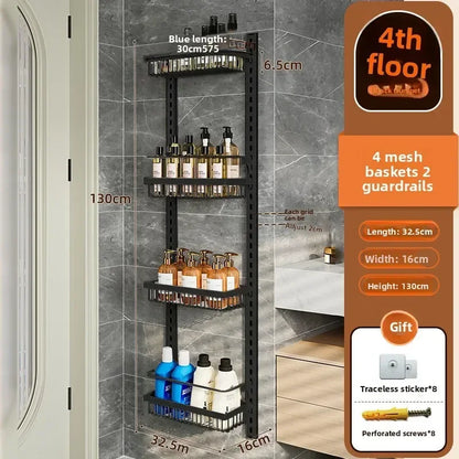 Multi-layer adjustable kitchen cabinet wall condiment seasoning rack No punching wall hanging storage shelf