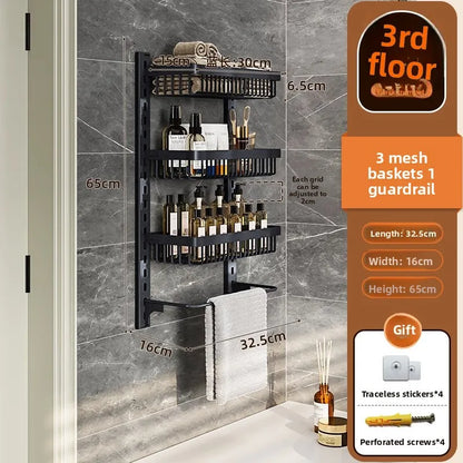 Multi-layer adjustable kitchen cabinet wall condiment seasoning rack No punching wall hanging storage shelf