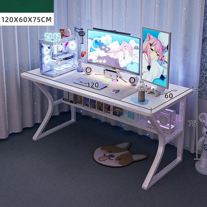 White Gaming Computer Desk Chair Set Home Office Study Bedroom Foldable Simple Ergonomic Modern Laptop Table Muebles Furniture