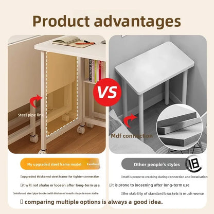 Folding study table, desk, bookshelf, integrated office, computer desk, portable mobile bedside table