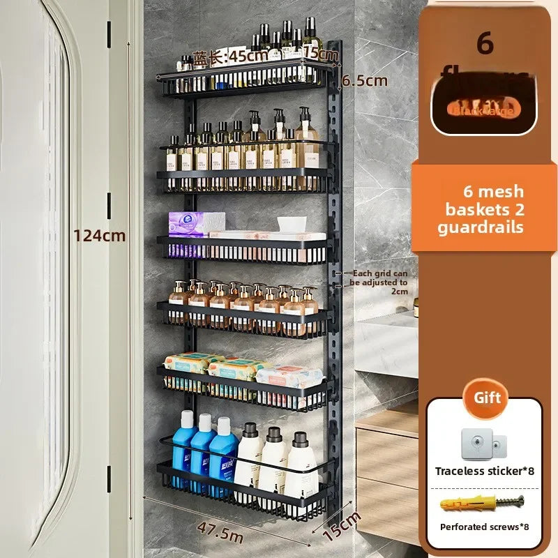 Multi-layer adjustable kitchen cabinet wall condiment seasoning rack No punching wall hanging storage shelf
