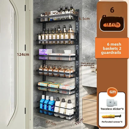 Multi-layer adjustable kitchen cabinet wall condiment seasoning rack No punching wall hanging storage shelf