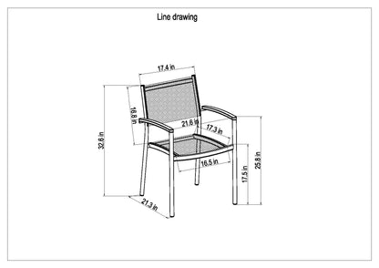 Rinjani Rectangular Table and 4 Vera Stacking Armchair Dining Set