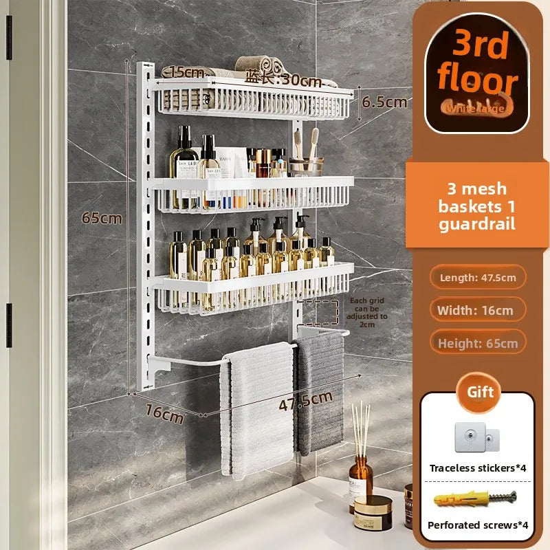 Multi-layer adjustable kitchen cabinet wall condiment seasoning rack No punching wall hanging storage shelf