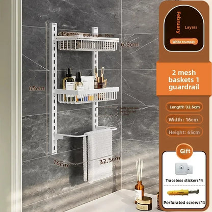 Multi-layer adjustable kitchen cabinet wall condiment seasoning rack No punching wall hanging storage shelf