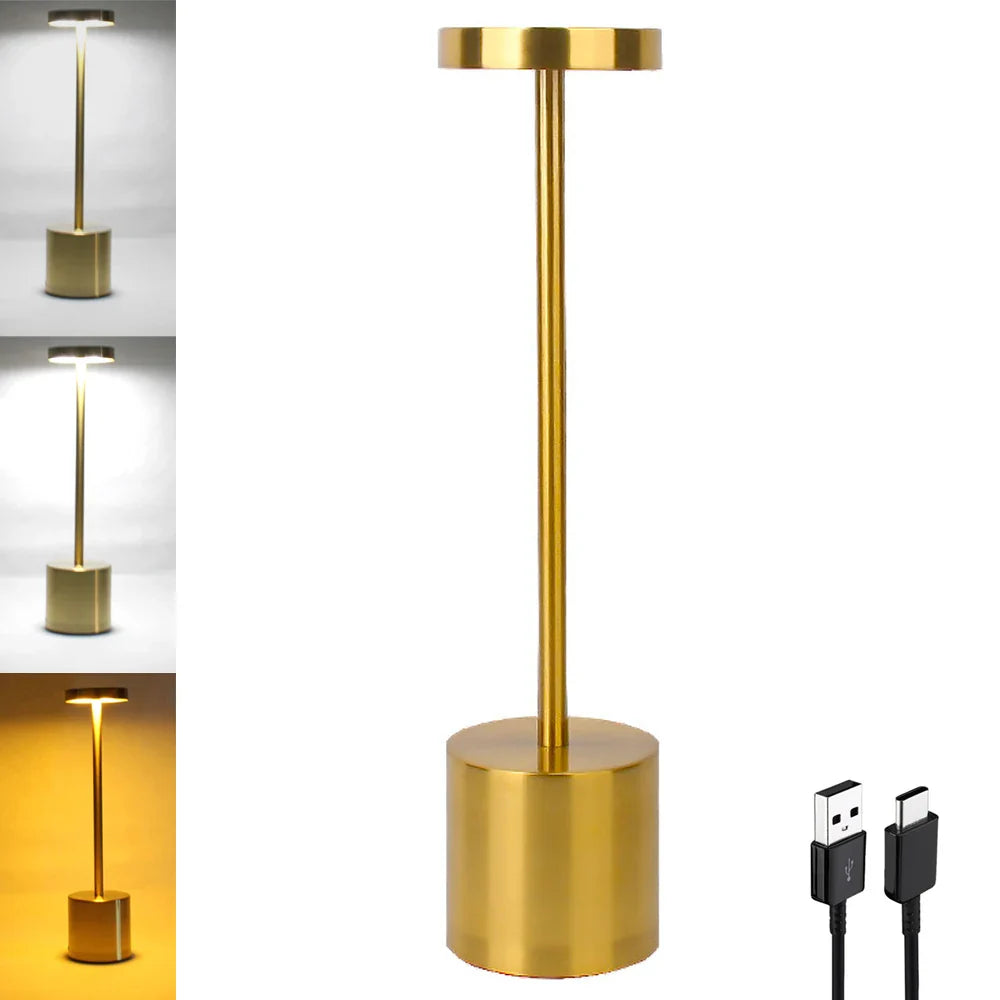 Aluminum Alloy LED Table Lamp | Rechargeable Touch Dimming Night Light