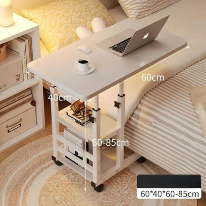 Rotating wheel household desk,bedside table, adjustable standing desk stand,mobile laptop stand,suitable for bedroom and office
